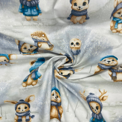 100 % tissu en coton - animaux avec des écharpes 125 g/m