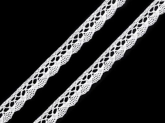 Attēls ar 100% Kokvilnas mežģīne 1 cm - balta – pieejams Šarlotes audumi