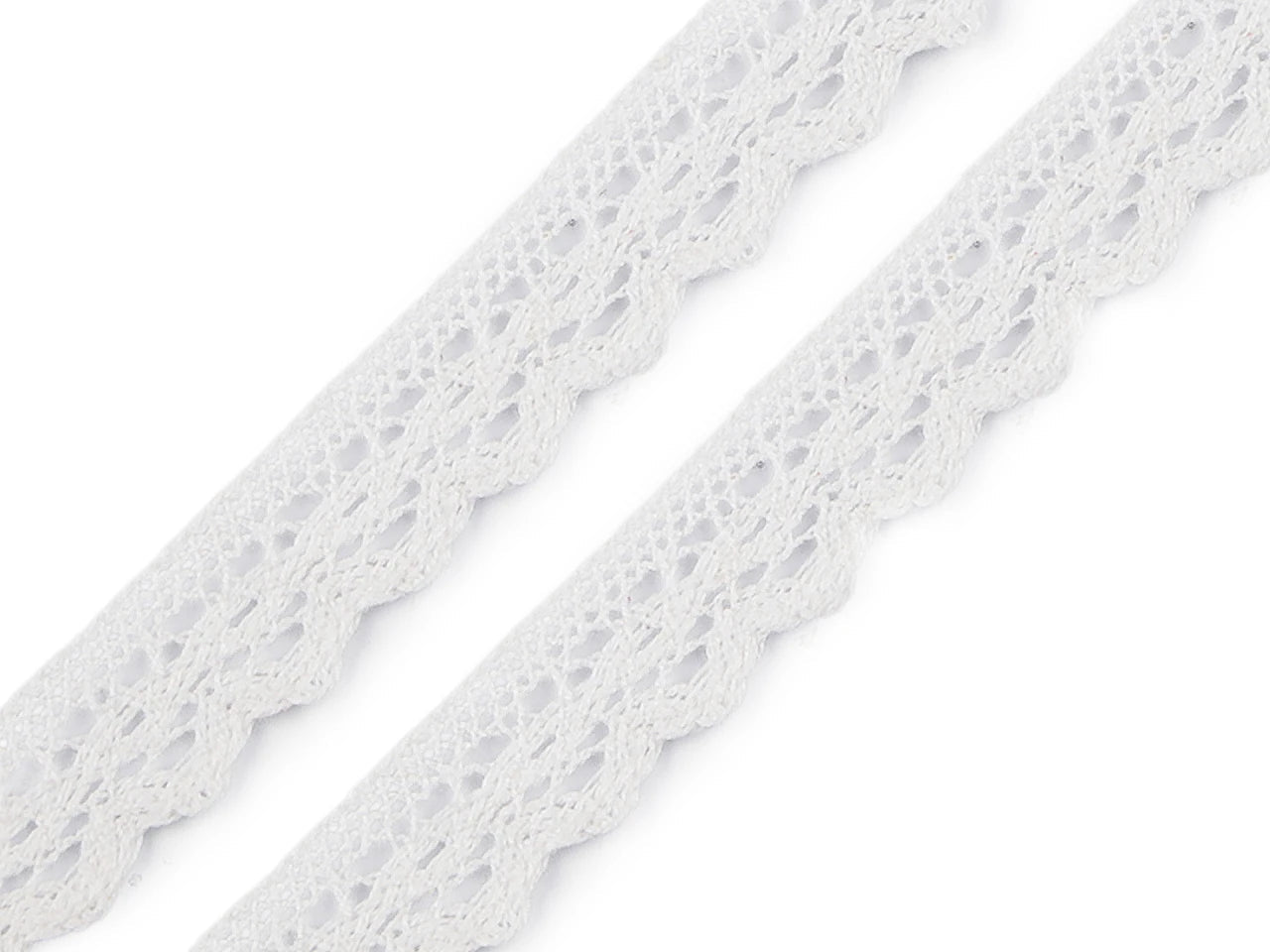 Attēls ar 100% Kokvilnas mežģīne 2 cm - balta – pieejams Šarlotes audumi