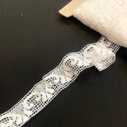 Attēls ar 100% Kokvilnas mežģīne - 4 cm balta - LV – pieejams Šarlotes audumi