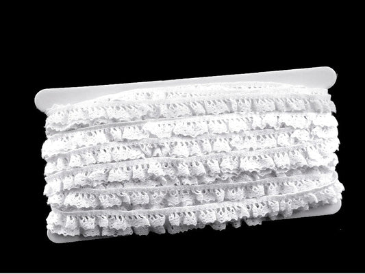 Attēls ar 100% Kokvilnas mežģīne - rišiņa 1 cm - balta – pieejams Šarlotes audumi