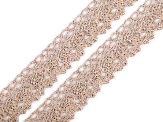 Attēls ar 100% Kokvilnas mežģīne|2,8 cm| krēmkrāsas – pieejams Šarlotes audumi