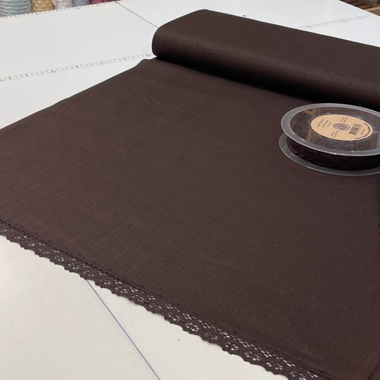 100% Lina audums – šokolādes brūns | 230 g/m² | Enzyme washed