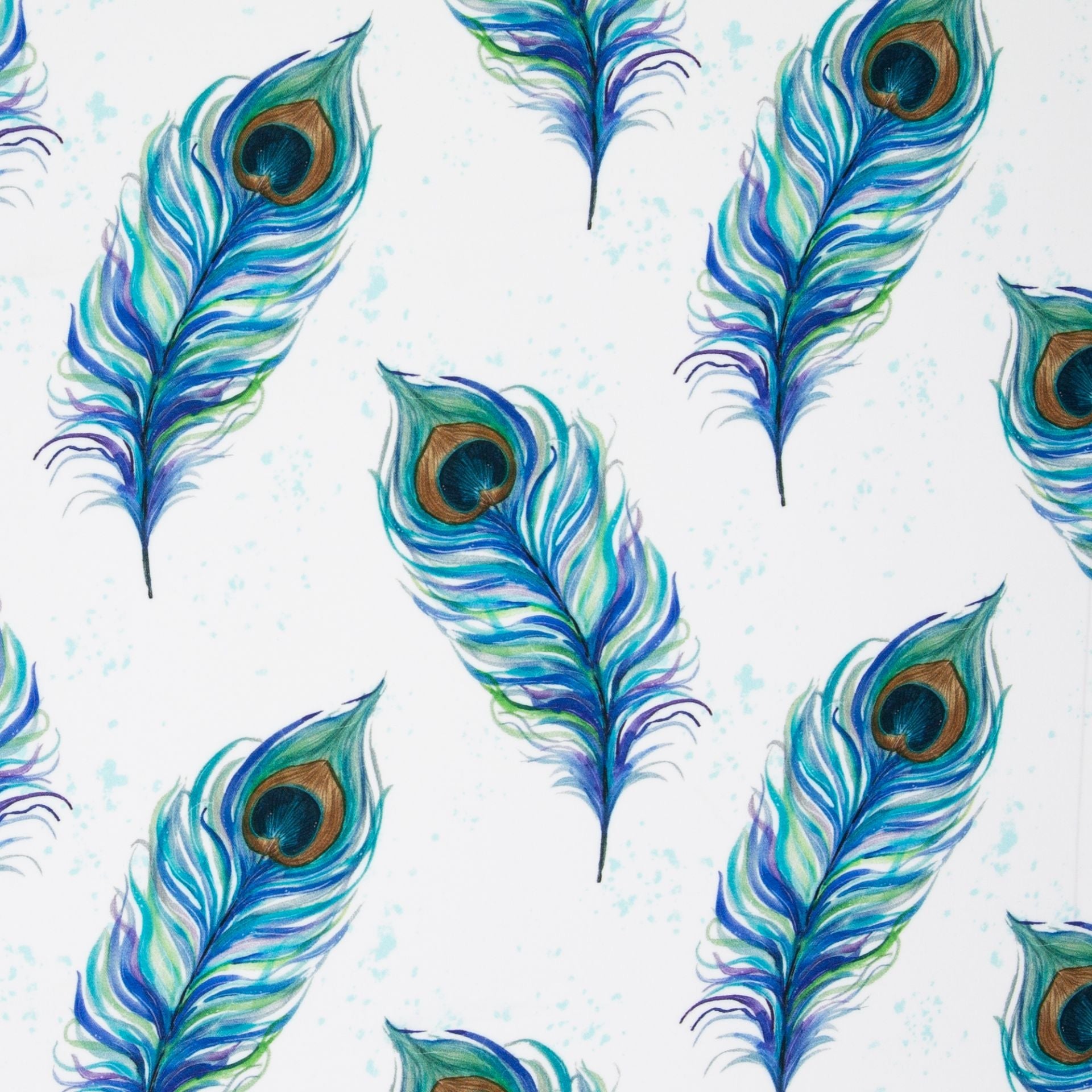Image de tissu 100 % viscose à plumes de paon, 125 g/m² – disponible en ligne chez Šarlotes audumi