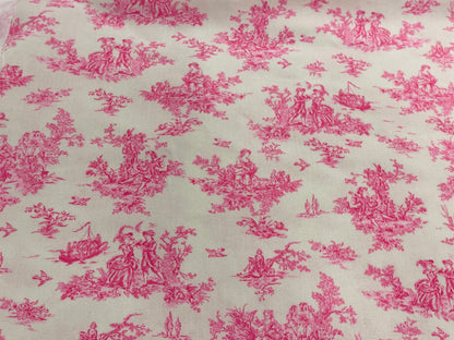 Tissu 100 % viscose - motif porcelaine rose 125 g/m²