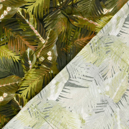 Image avec tissu 100 % viscose - feuilles tropicales vertes 125 g/m² – disponible chez Šarlotes audumi