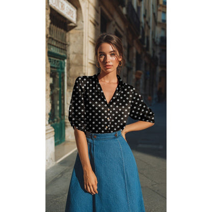 Attēls ar 100% Viskozes satīns - punktiņu raksts 110 g/m² – pieejams Šarlotes audumi