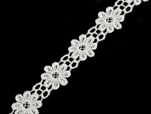 100% Kokvilnas mežģīne, lente 2cm-balta margrietiņa