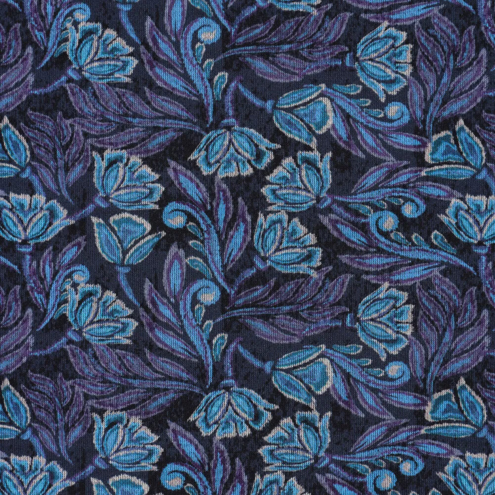 Punto di Roma Jersey-Stoff – elegantes blaues Muster