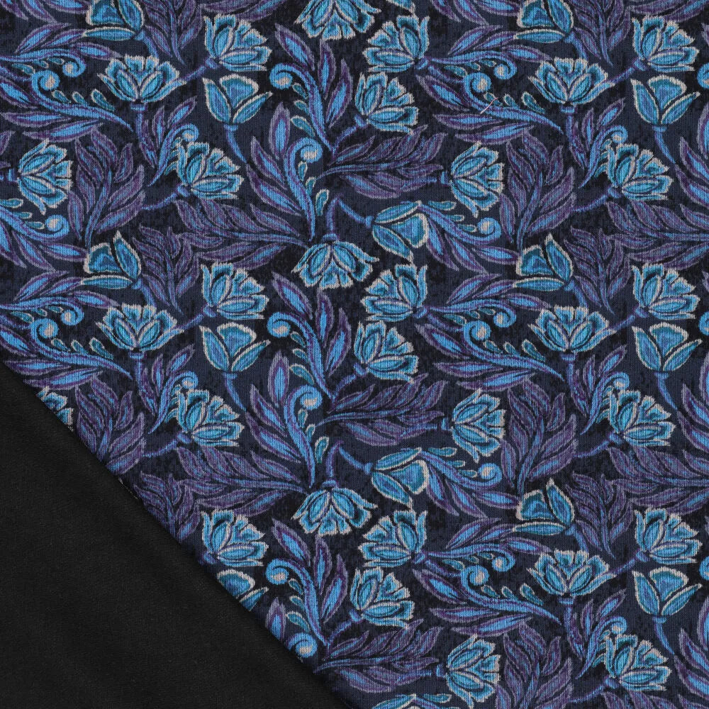 Punto di Roma Jersey-Stoff – elegantes blaues Muster