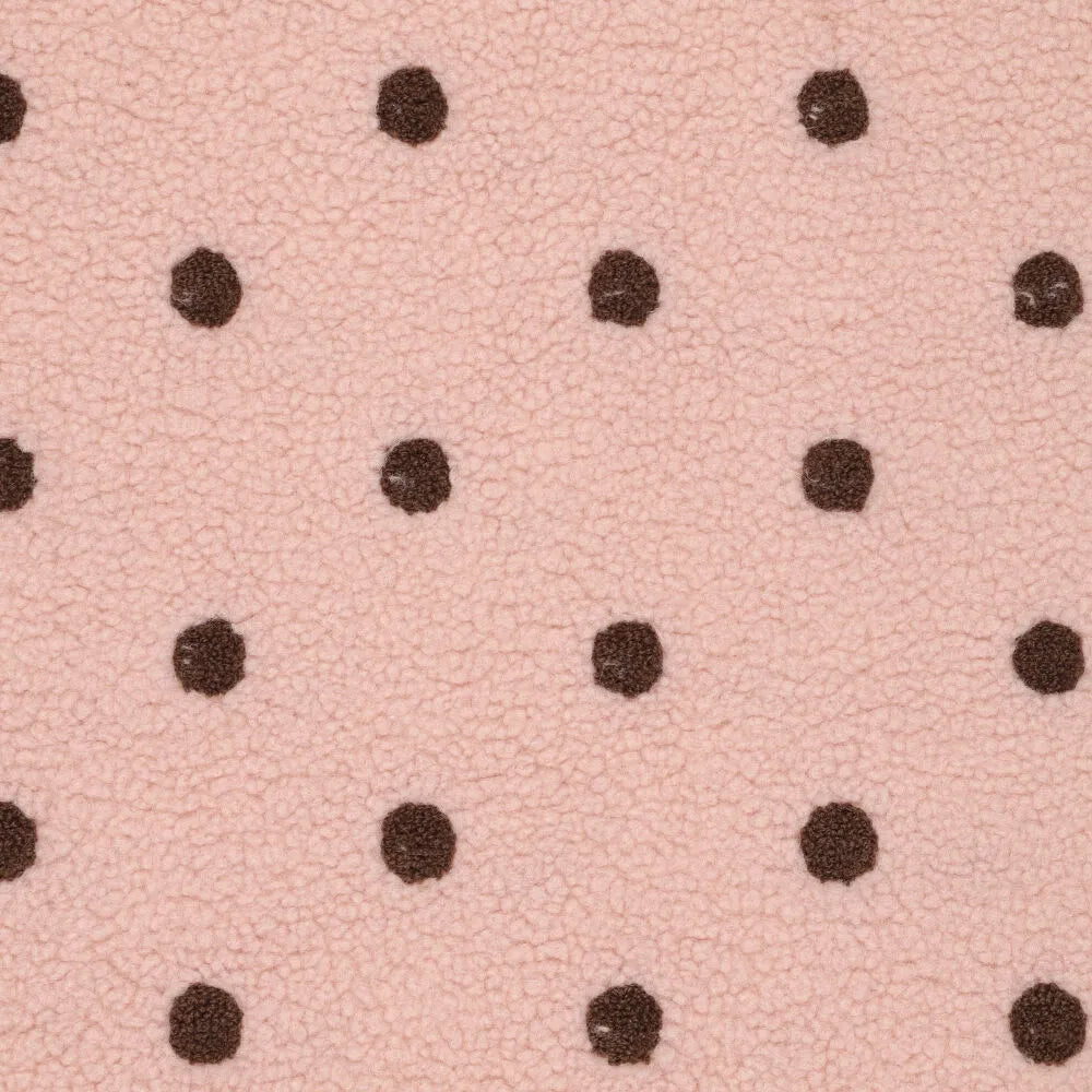 Teddy-Fleece mit braunen Punkten auf Rosa