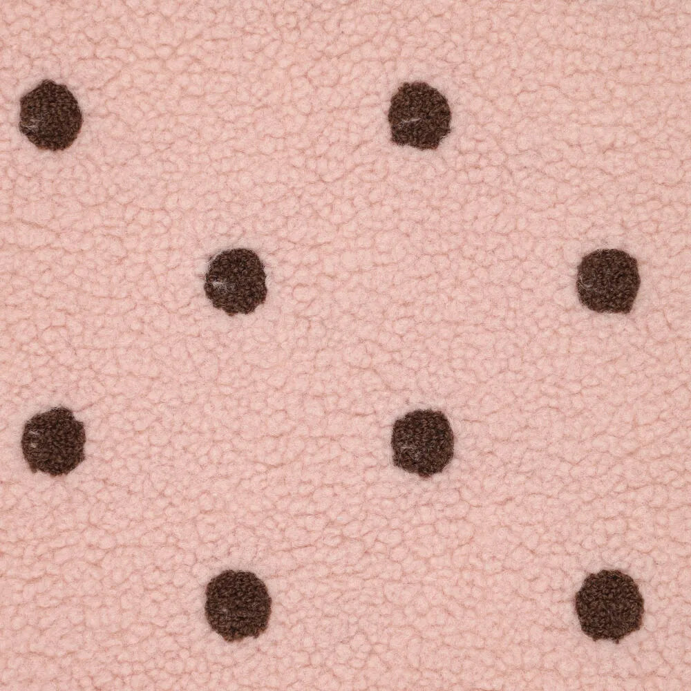 Teddy-Fleece mit braunen Punkten auf Rosa
