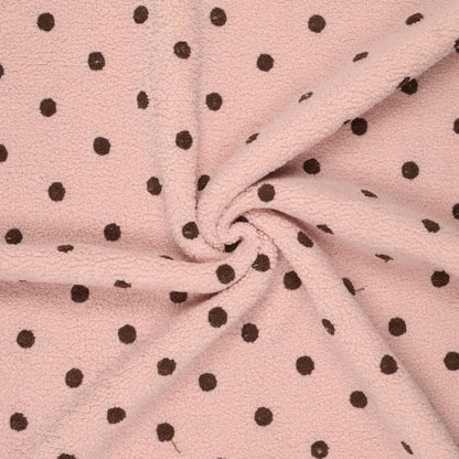 Teddy-Fleece mit braunen Punkten auf Rosa