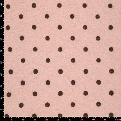 Teddy-Fleece mit braunen Punkten auf Rosa