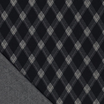 Karierter Jacquard-Strickstoff mit Rautenmuster – dunkelblau