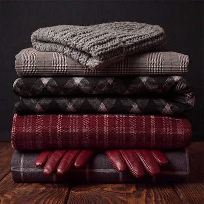 Karierter Jacquard-Strickstoff mit Rautenmuster – dunkelblau