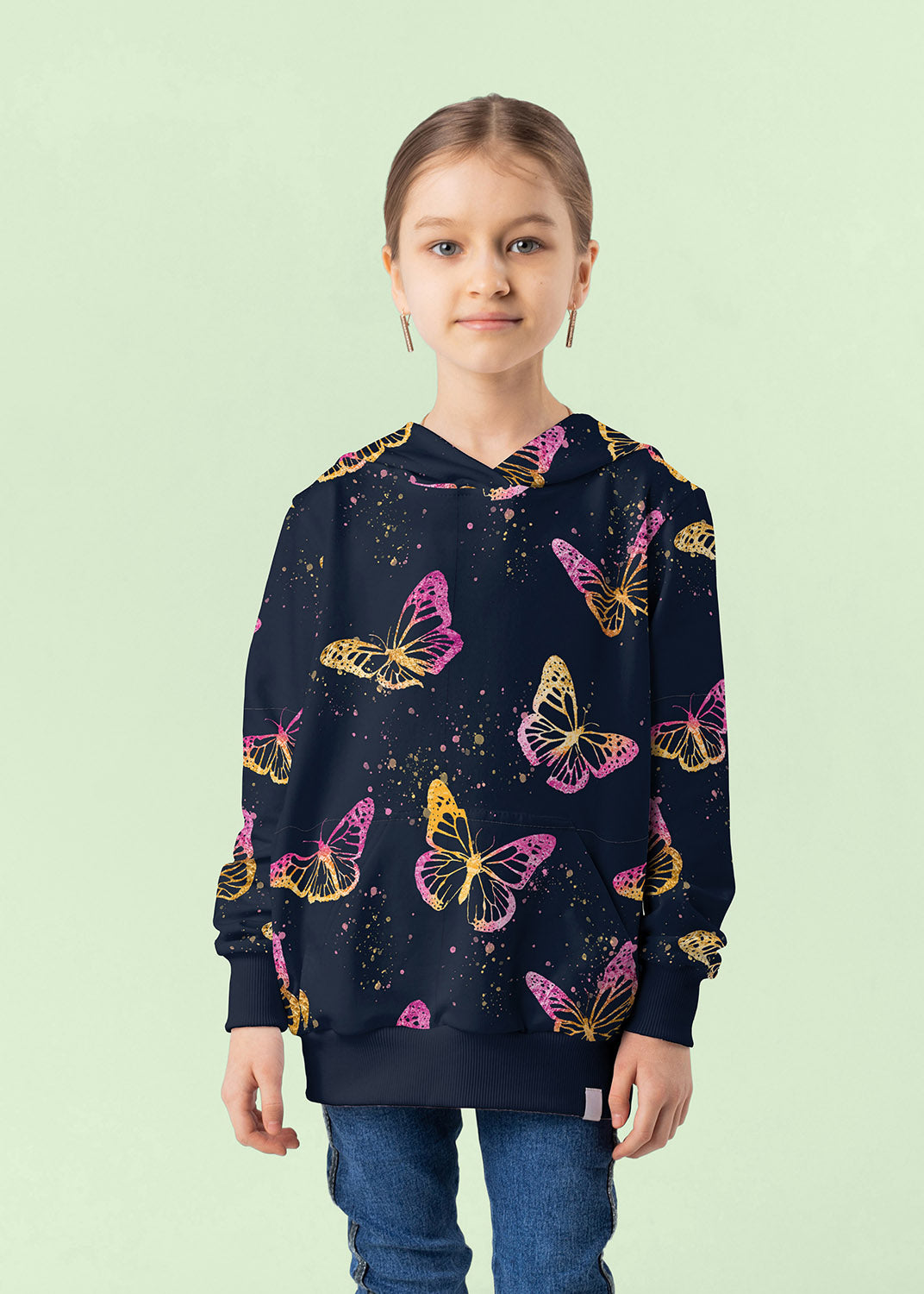 Wärmeisolierter Baumwolljersey mit Schmetterlingen