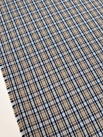 Plaid cotton and viscose fabric with elastane in multicolour pattern – Italy