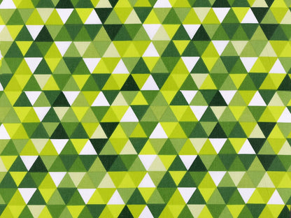 100% Baumwollstoff – grüne Dreiecke 125 g/m²