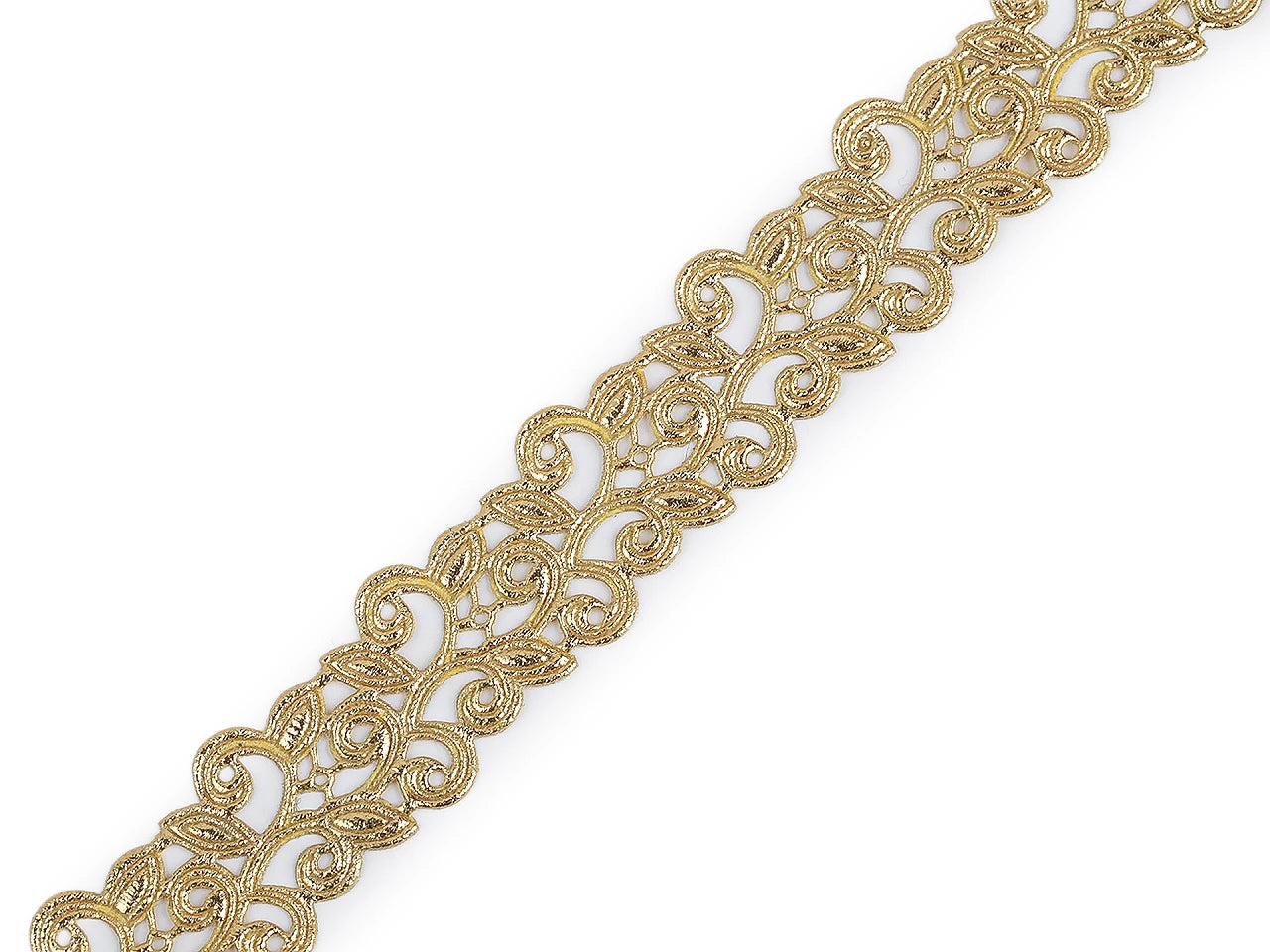 Satīna mežģīņu lente (laser-cut) | 22 mm|zelta