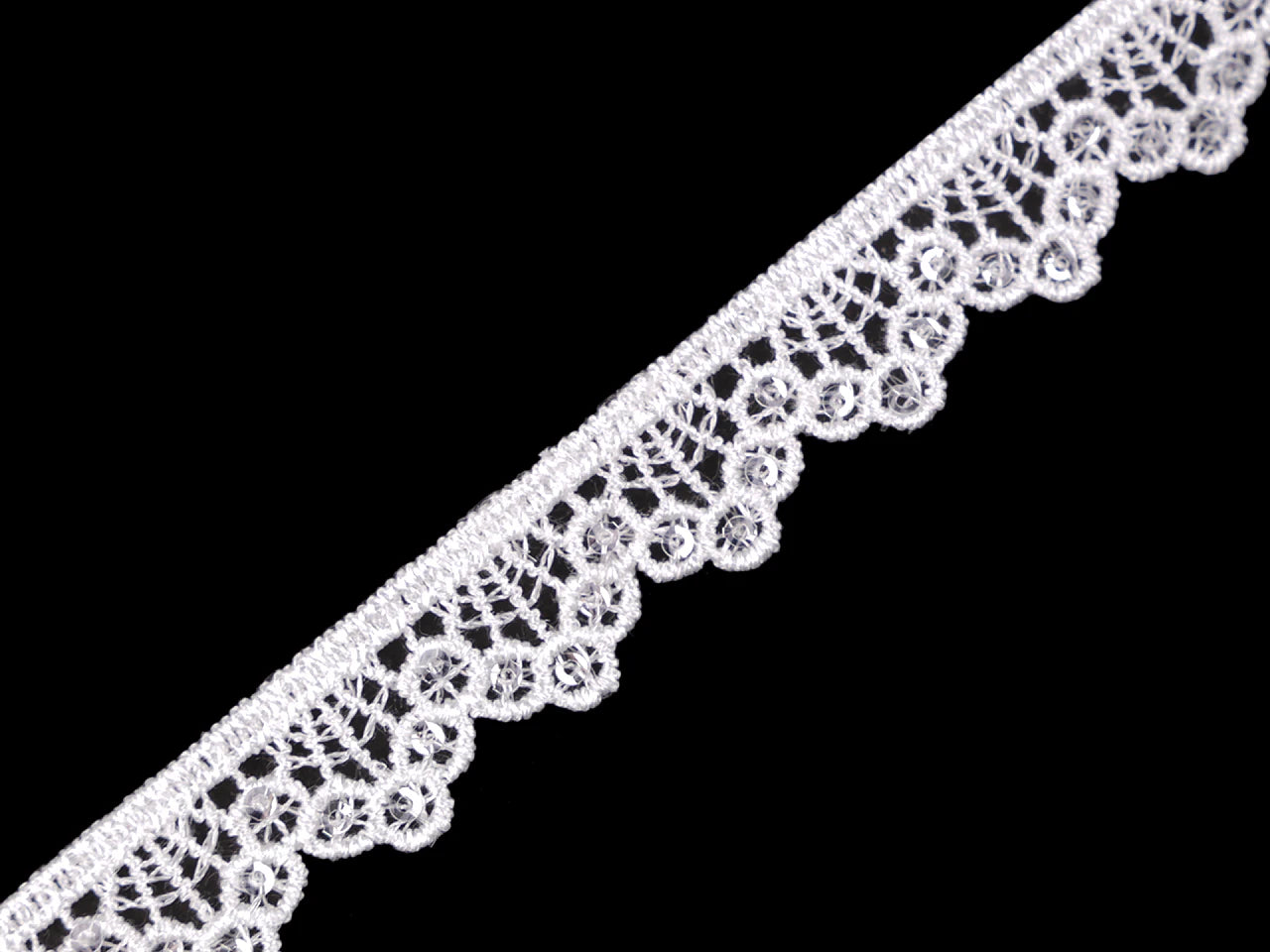 Mežģīne ar spīdumiem 1,4 cm-balta