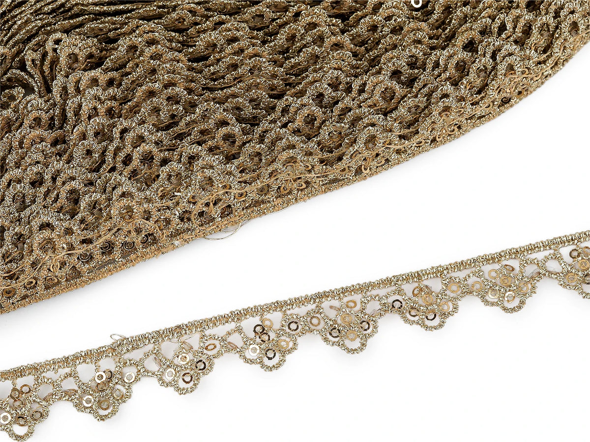 Dekoratives Guipure-Spitzenband mit Pailletten – 13 mm
