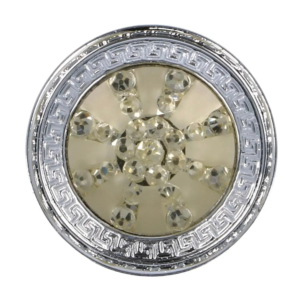 Dekorativer Knopf mit Strass in der Mitte – Silber