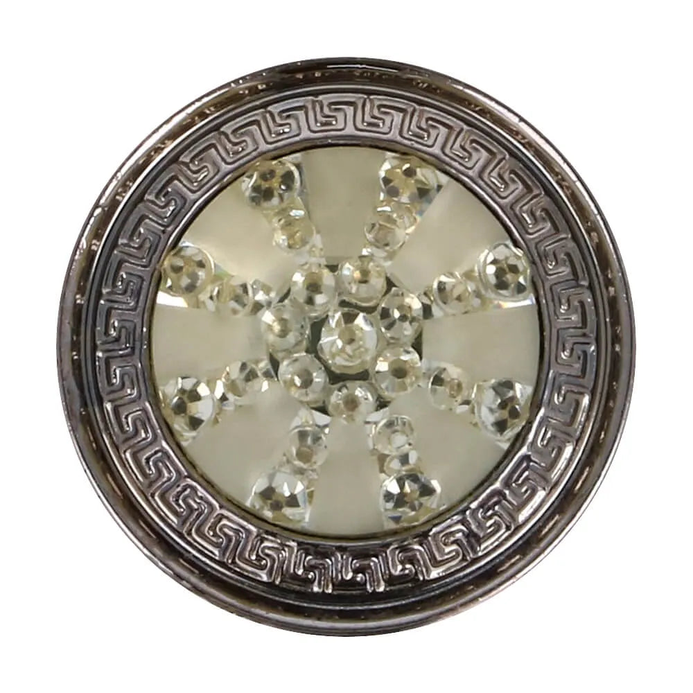Dekorativer Knopf mit Strass in der Mitte – Silber
