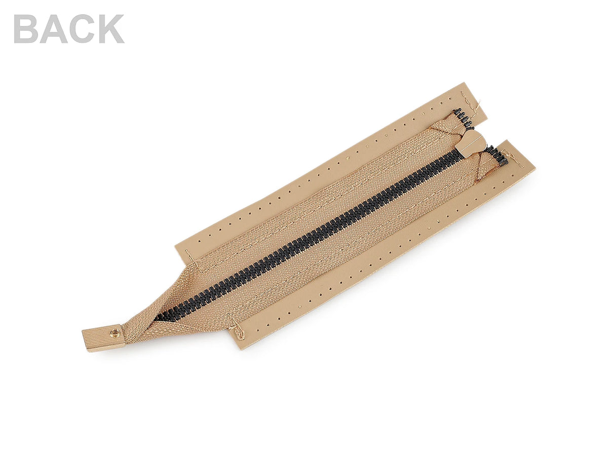 Taschenreißverschluss mit Kunstlederblende – beige