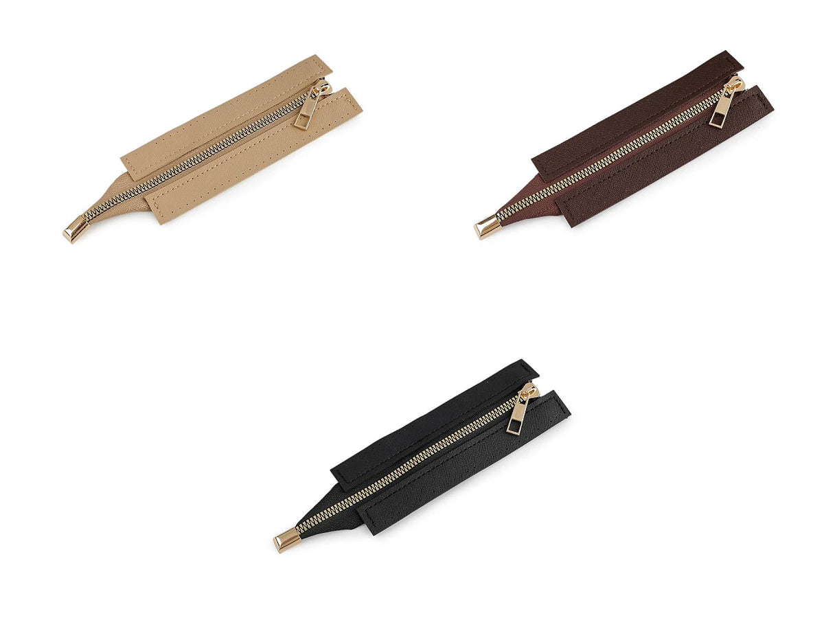 Taschenreißverschluss mit Kunstlederblende – beige