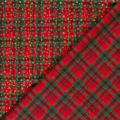 Premium 100% Baumwollstoff – rot kariert mit Sternchen
