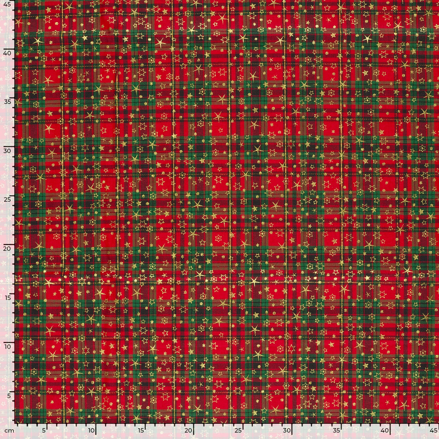 Premium 100% Baumwollstoff – rot kariert mit Sternchen