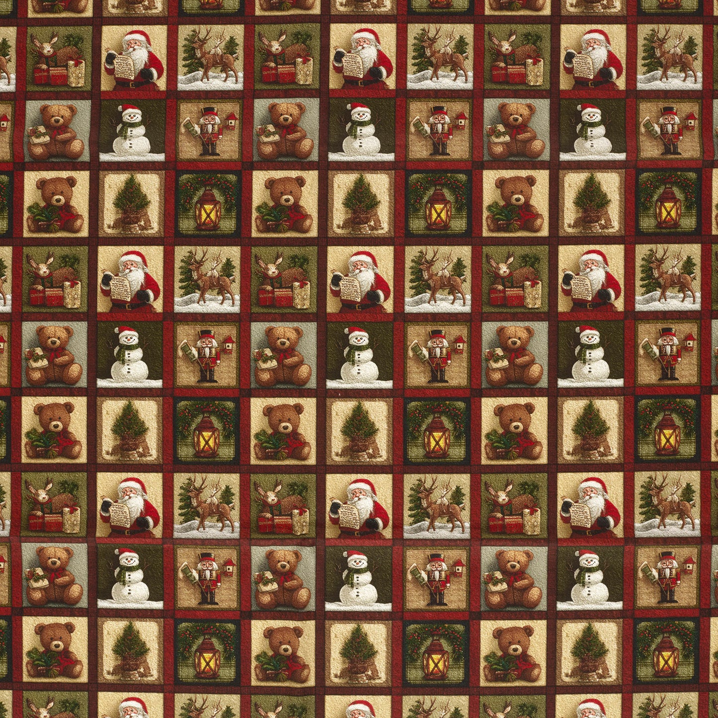 Tissu premium 100 % coton-cartes de Noël