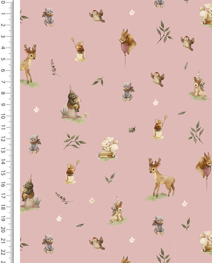 100 % Baumwollflanell mit Blumen auf Rosa