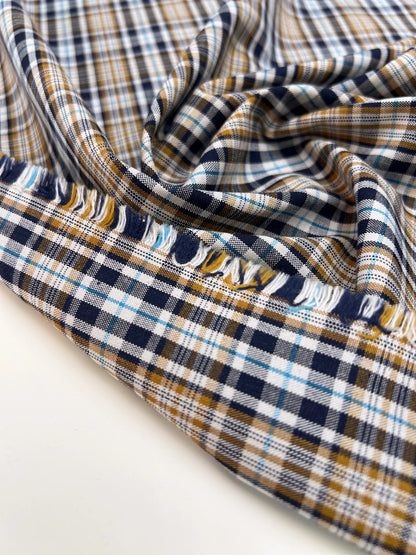 Plaid cotton and viscose fabric with elastane in multicolour pattern – Italy