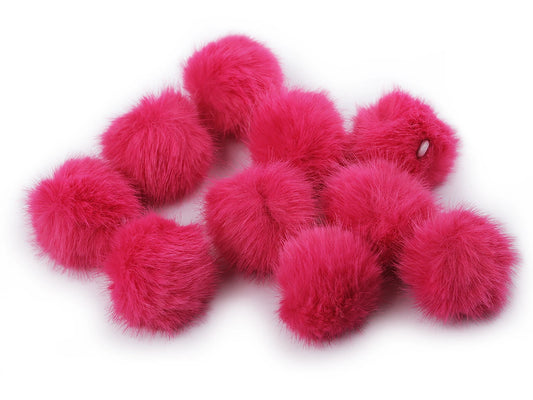 Pompon aus Kunstfell mit Schlaufe Ø 3,5 cm, 10 Stk. – Rosa