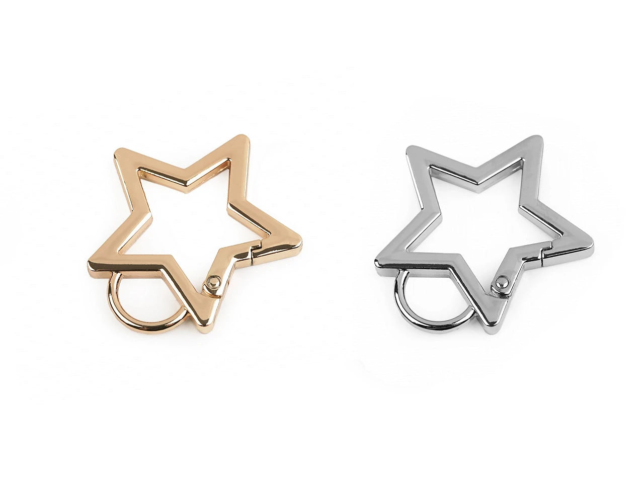 Metāla karabīne zvaigznes formā – 12 mm|dažādu toņu