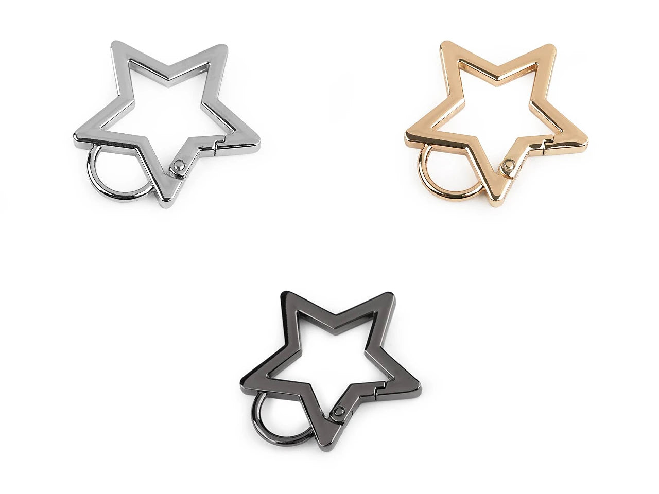 Metāla karabīne zvaigznes formā – 12 mm|dažādu toņu