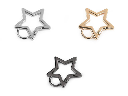 Metāla karabīne zvaigznes formā – 12 mm|dažādu toņu