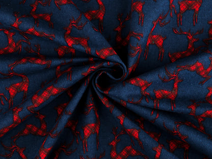 Weihnachts-Baumwollflanell mit Rentieren auf Blau