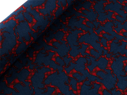 Weihnachts-Baumwollflanell mit Rentieren auf Blau