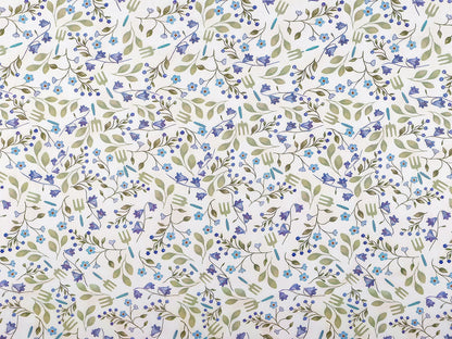 Premium dünner 100% Baumwollstoff - blaue Blumen
