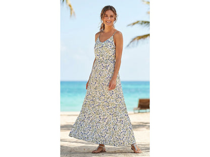 Premium dünner 100% Baumwollstoff - blaue Blumen