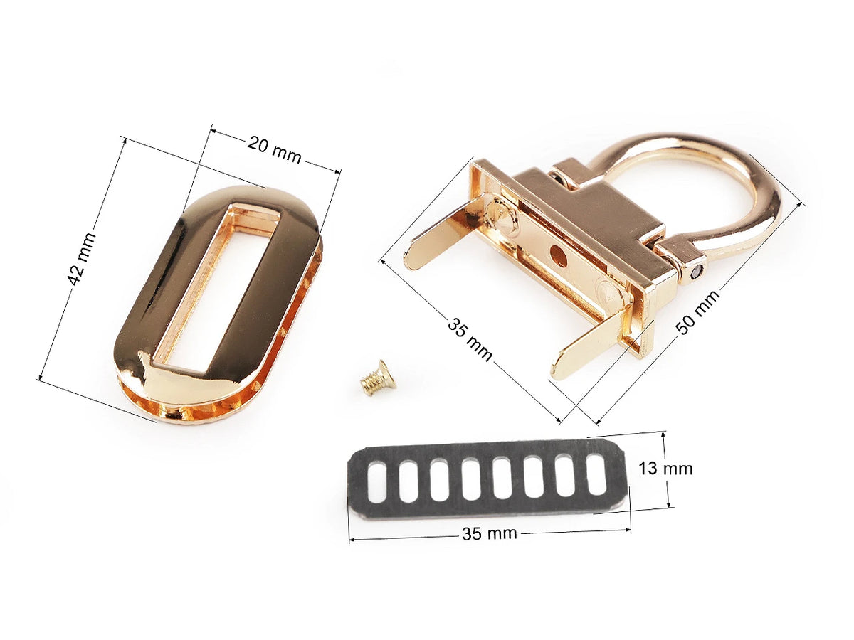 Metall-Taschenverschluss / Schloss 20 × 42 mm – goldfarben