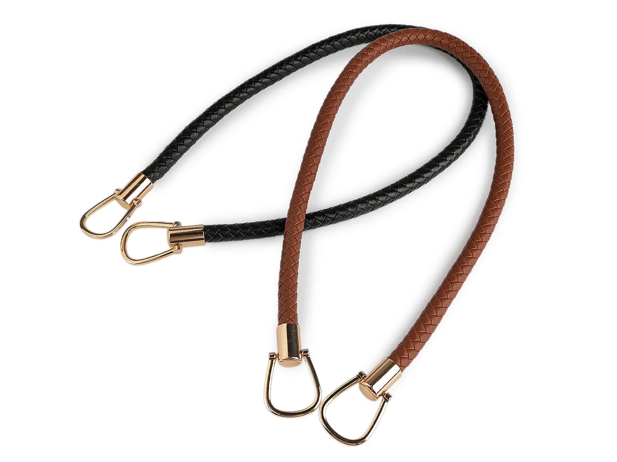 Geflochtener Taschengriff aus Kunstleder – schwarz/gold, 70 cm