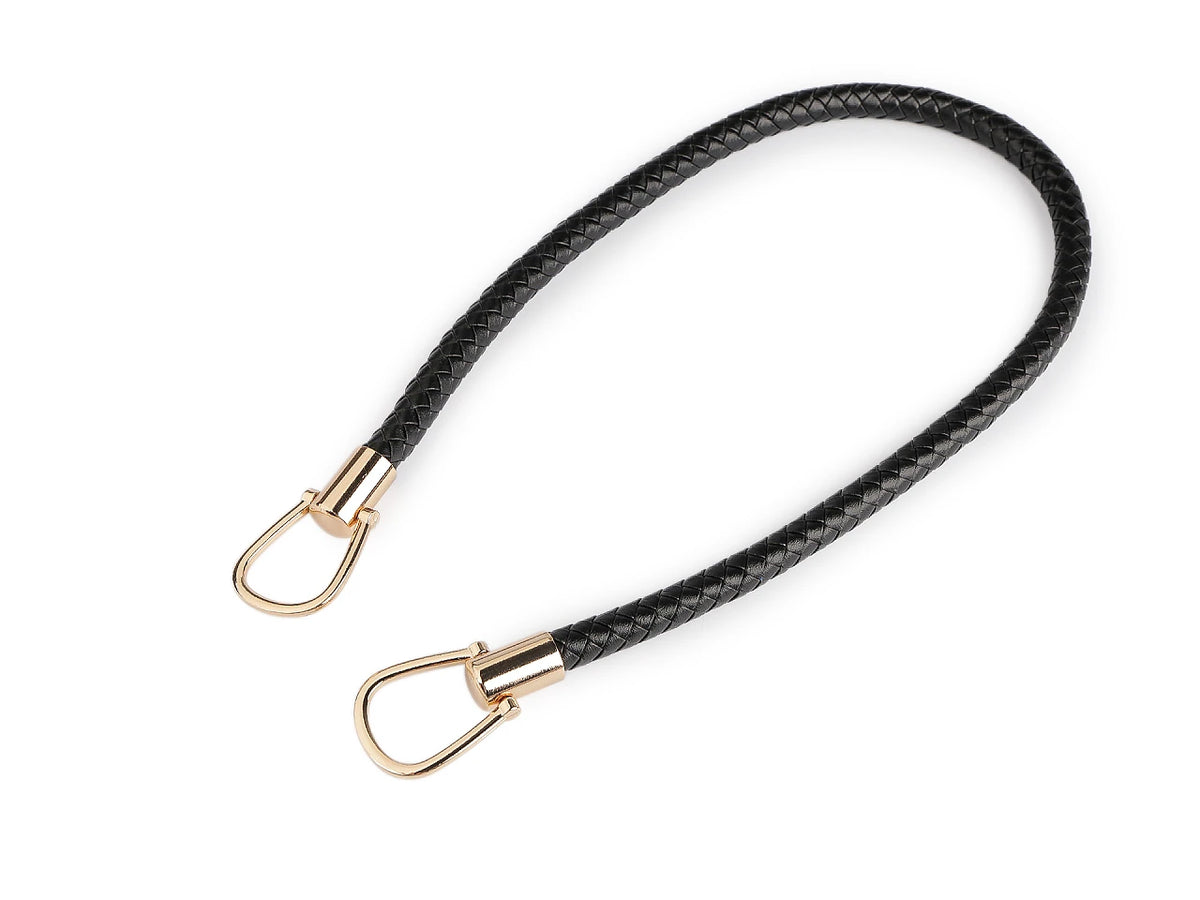 Geflochtener Taschengriff aus Kunstleder – schwarz/gold, 70 cm