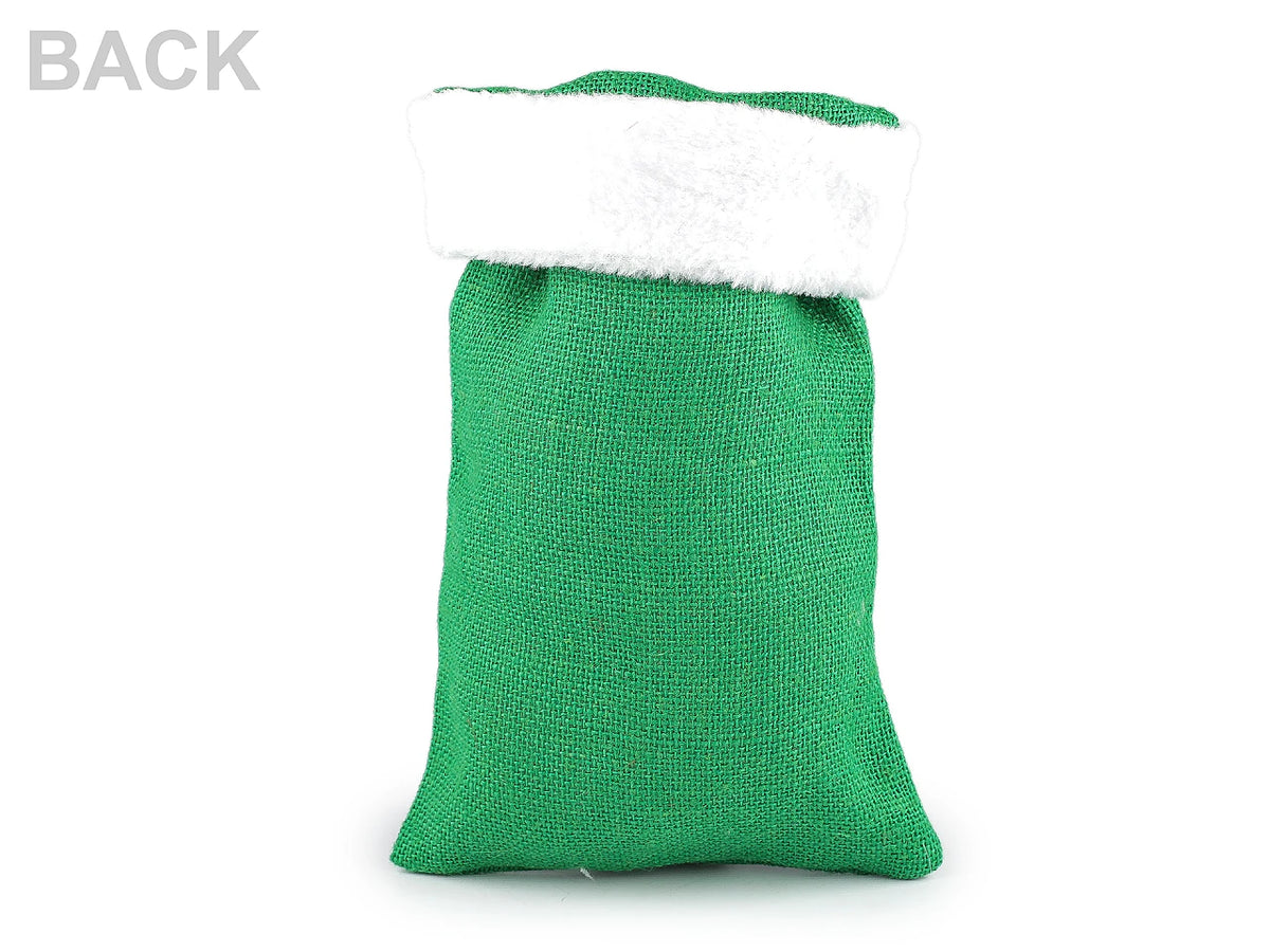 Weihnachts-Geschenkbeutel aus Jute mit flauschigem Besatz – 20 × 30 cm
