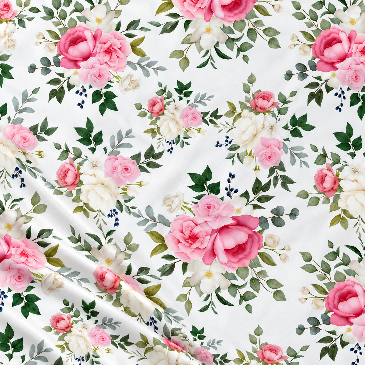 100 % Baumwollstoff – rosa Rosen