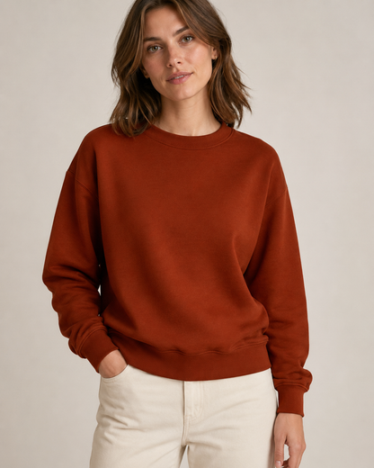 Tricot molletonné en coton - terracotta