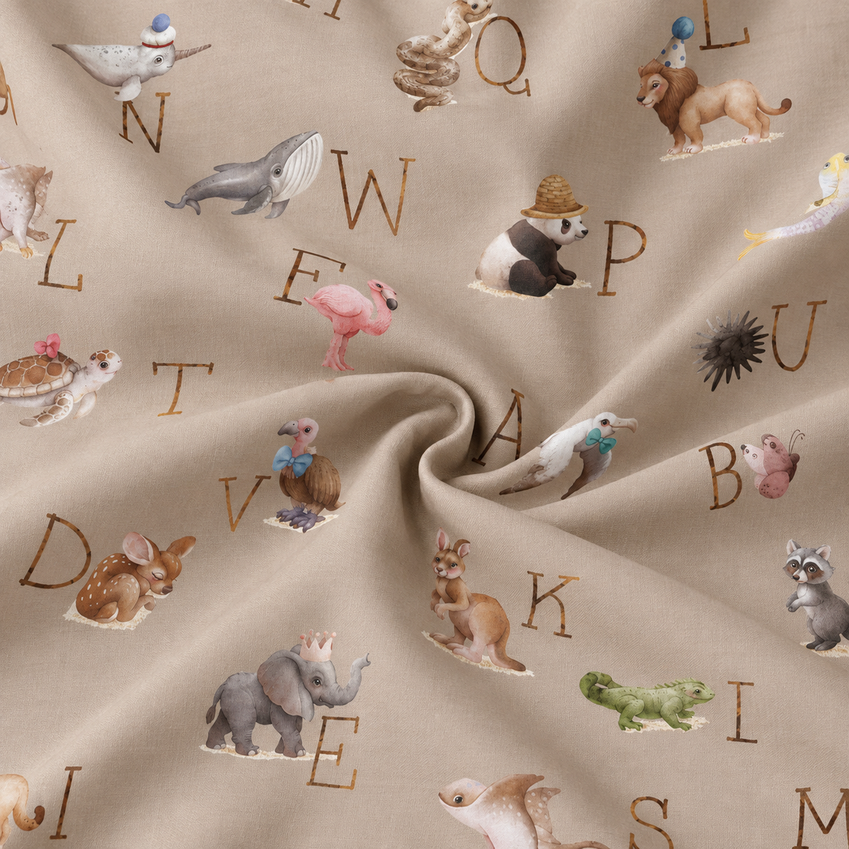 100% Baumwollflanell mit Alphabet
